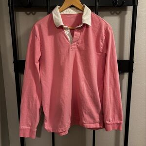 American Eagle Men's Pink Polo Long Sleeve Shirt Men’s Medium